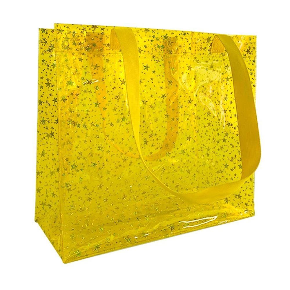 Toteprint 1Pcs Solid-Color Holographic Star Tote Bag - Waterproof Pvc Beach c: